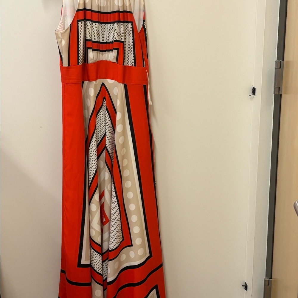 Geometric Red Maxi Dress